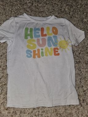 Little Sleepies White "Hello Sunshine" Tee with Rainbow Graphic